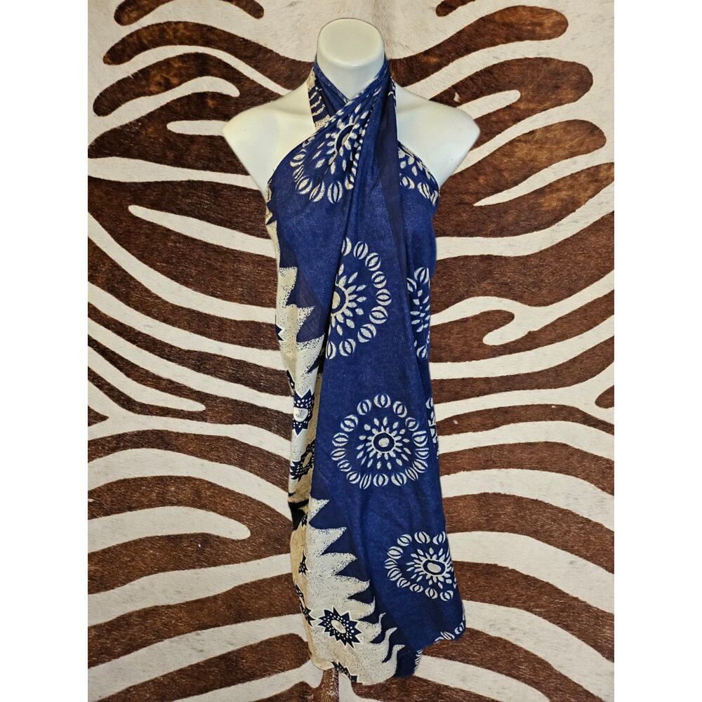 Vintage 60s Pomare Hawaii Floral Maxi Beach Dress/Skirt Cover Up Tie Back